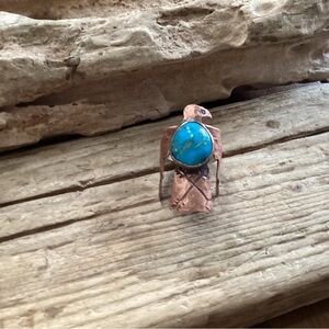 Sterling Silver, Copper and Turquoise Thunderbird Ring